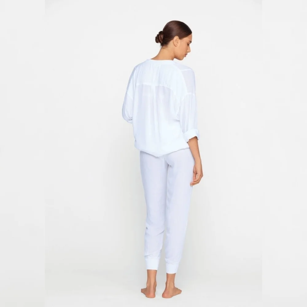 MIKOH // white low plunge relaxed fit resort style top - Picture 5 of 14